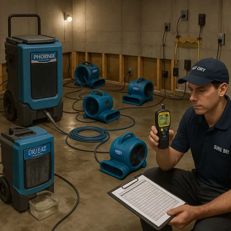 Structural Drying and Dehumidification process in Laurel Park, NC